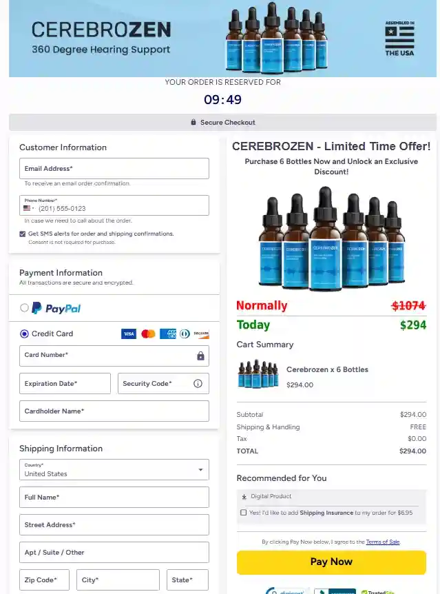 CEREBROZEN CEREBROZEN Order Page